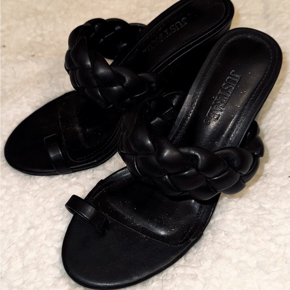 Black braided heel sandal - Picture 3 of 4